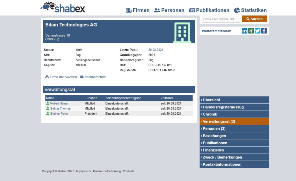 edain technologies deutsch - startup aus der schweiz - eai token - zixxar vertriebsnetwork