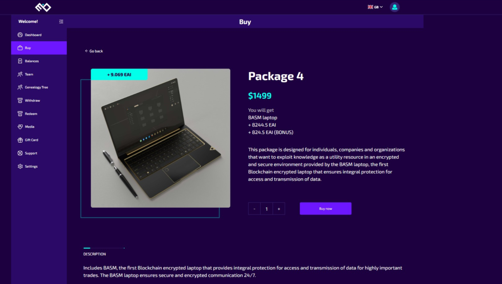 edain technologies deutsch zixxar vertriebsnetwork paket 1499 $ BASM Laptop und 9069 EAI Token